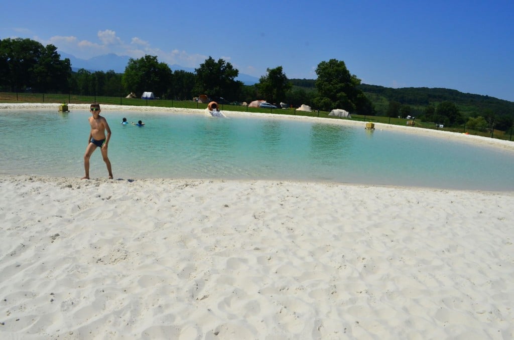 Fun in the water at La Besse Campsite with a lagoon pool